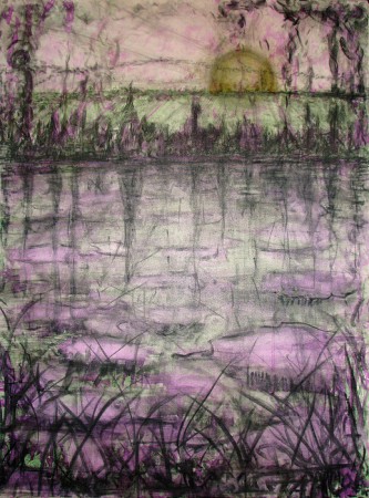 "lilac moon" 60x80cm, ecoline op doek