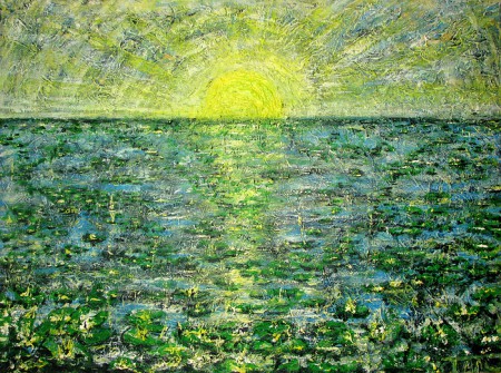 "Zonsondergang" 80x60cm, acryl op doek