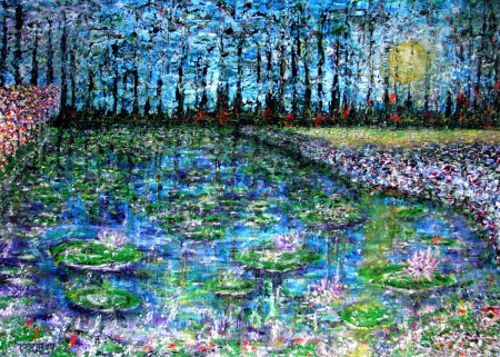  "Lelies land" 70x100cm, Acryl op doek.