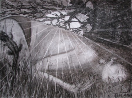 Slapend meisje met salamander